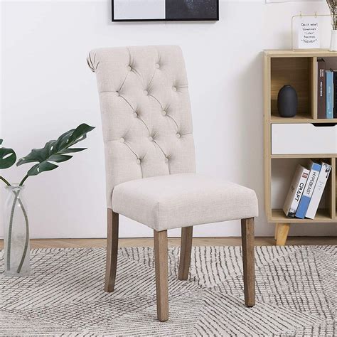 Set Of 2 High Back Tufted Parsons Upholstered Padded Dining Room Chair Btexpert