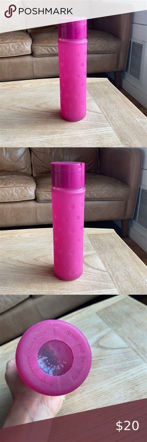 Lululemon 16 Oz Hot Pink Glass Water Bottle Pure Focus Water Bottle