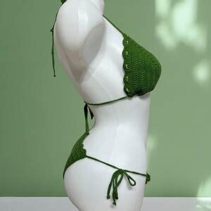 Crochet Bikini Set Green Handmade Bikini Set Summer Crochet Swimsuit