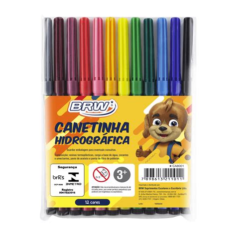 Caneta Hidrogr Fica Cores Brw