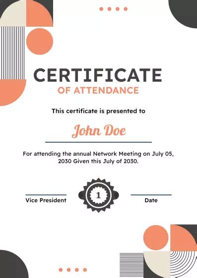 Certificate Of Attendance Template Word