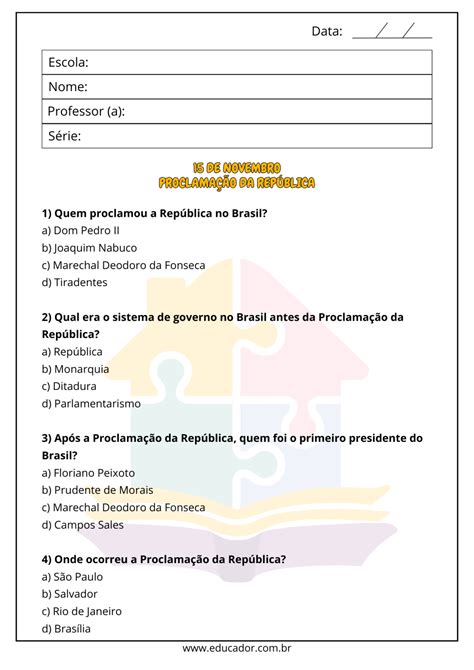 Atividade Sobre A Proclamação Da Republica Educação Infantil