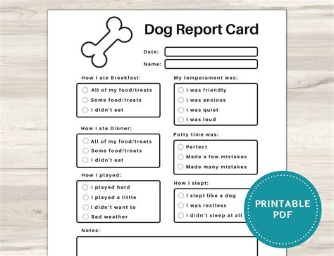 Printable Dog Daycare Report Card Template Printable And Enjoyable