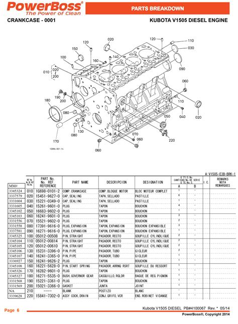 Kubota V1505 Parts Catalogue Diesel Spares