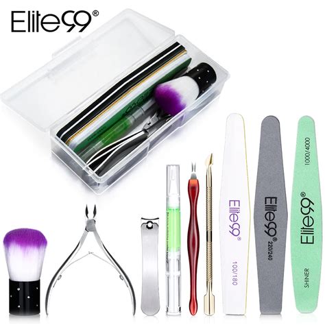 Elite99 10 Pieceslot Nail Art Tools Set Nail Brush File Buffer Cuticle Fork Pusher Nippers