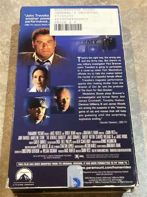 THE GENERALS DAUGHTER VHS 1999 John Travolta Blockbuster Video