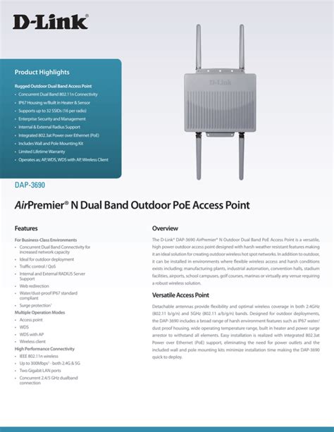 Airpremier®n Dual Band Outdoor Poe Access Point