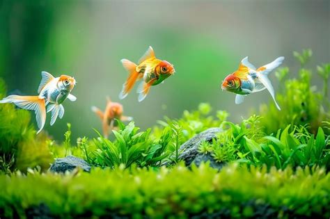 Premium Photo Group Of Goldfish Gracefully Navigating Through An