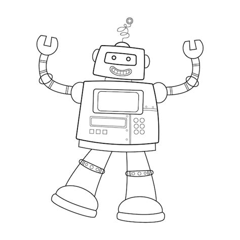 L Art De La Ligne Vectorielle Du Robot Vecteur Premium