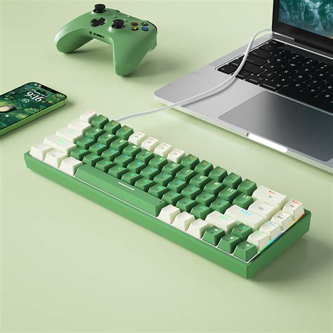 Bow G68s Hot Swappable Wired Mechanical Gaming Keyboard Green White