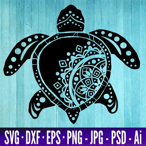 Turtle Mandala Svg Files For Cricut Sea Turtle Svg Sea Etsy