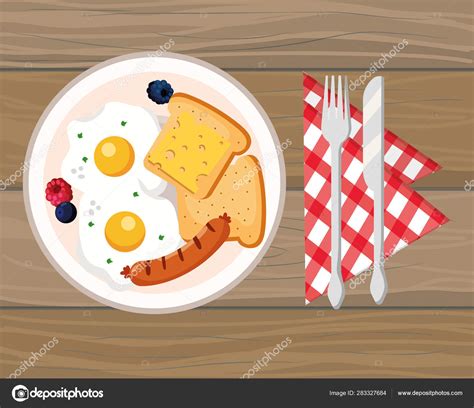 Delicious Tasty Breakfast Cartoon Stock Illustration By Stockgiu