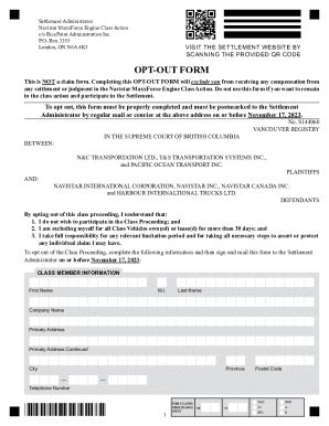 Fillable Online Settlement Reached In Navistar MaxxForce Engine Class