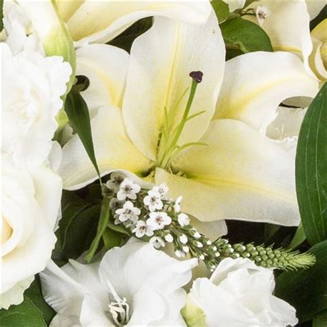 White Lily And Rose Casket Spray Funeral Flowers Northampton