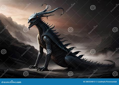 Fantasy Evil Dragon Portrait. Surreal Artwork of Danger Dragon from ...