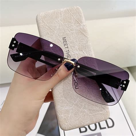 Sunglasses，new Rimless Sunglasses Womens Sunshade Sunglasses Square Uv Protection Sunglasses