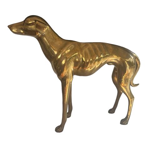 Extra Large Vintage Solid Brass Art Deco Style Greyhound Etsy