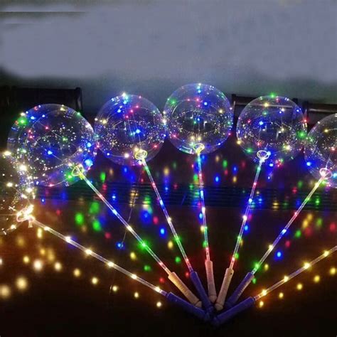 Bobo Clear Led Balloons Luminous Helium Bubble Balloon With Hand Shank