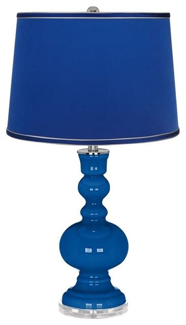 Hyper Blue Satin Dark Blue Shade Apothecary Table Lamp Contemporary