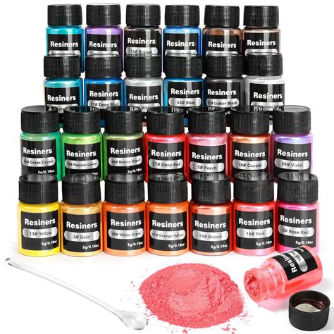 Resiners® 26 Colors Mica Powder Set, 0.175oz(5g)/Bottle, Pigments for ...