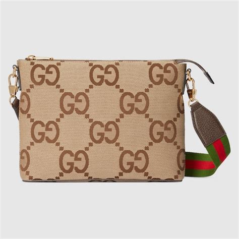 Sac Bandouli Re Gg Jumbo En Toile Gg Camel Et B Ne Gucci Canada