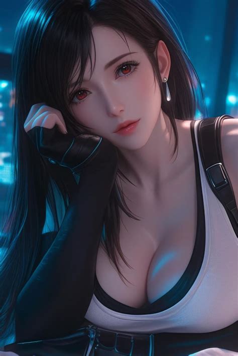 Anime Girlies Fanart Wallpaper Tifa Lockhart In Moonlit Room En