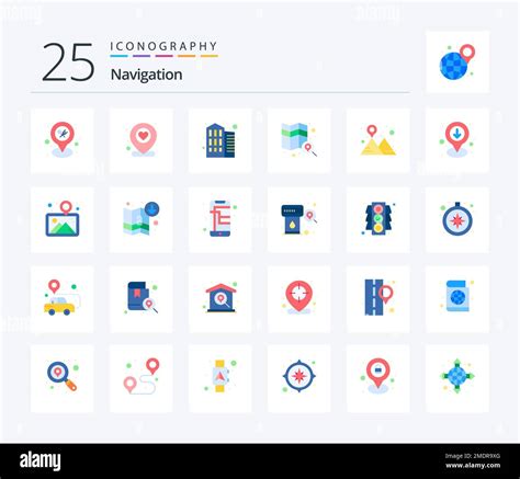 Navigation Flat Color Icon Pack Including Mountain Location