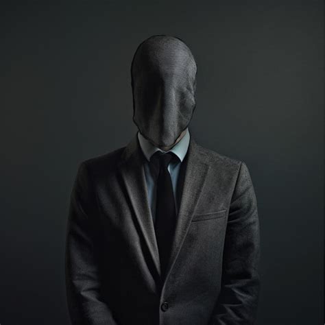 Premium Photo | A man with a mask on his head is wearing a suit and tie