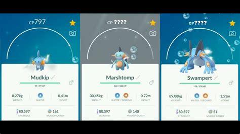 MUDKIP Evolution Into Marshtomp And Into Swampert In Pokemon Go