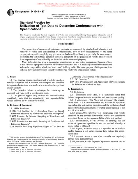 Astm D Standard Practice For Utilization Of Test Data To