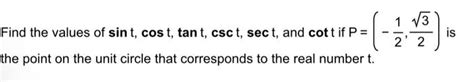 Solved Find The Values Of Sint Cost Tant Csct Sect Chegg