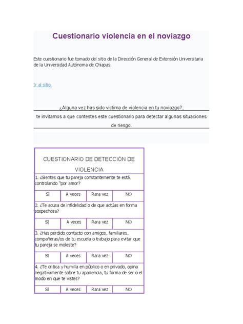 Cuestionario Violencia Noviazgo Pdf Violencia
