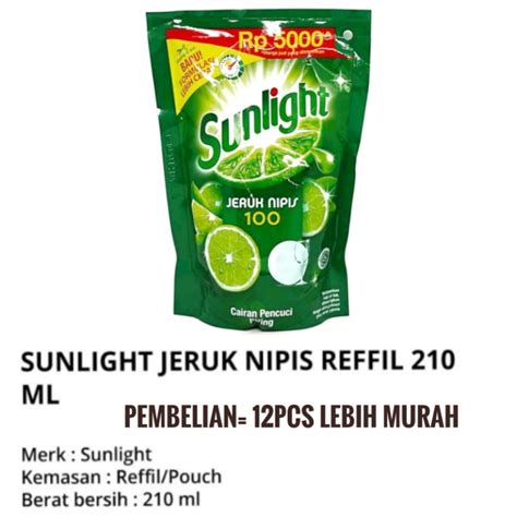 Jual SUNLIGHT 5000 SABUN CUCI PIRING CAIR JERUK NIPIS 210 ML Shopee