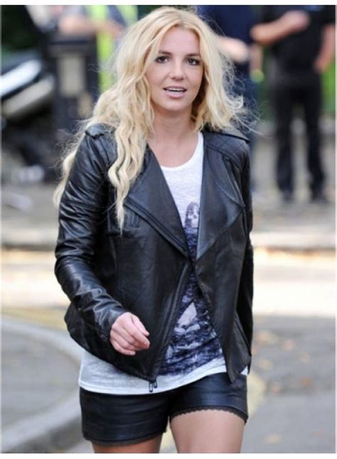 Britney Spears Black Leather Quilted Jacket