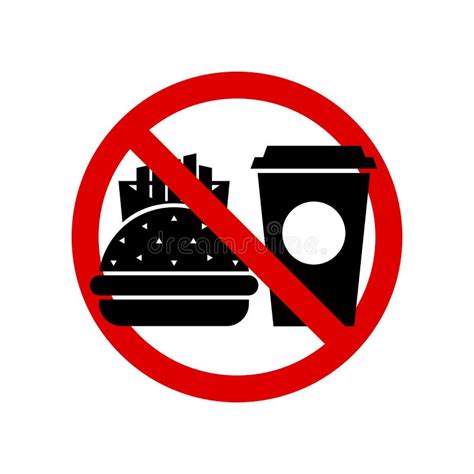 No Fast Food Prohibition Sign Forbidden Round Sign Stock Vector