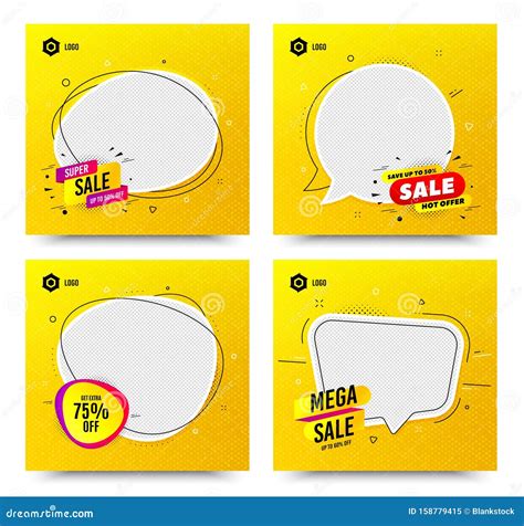 Promotion Square Web Banner Templates. Sale and Discount Promo