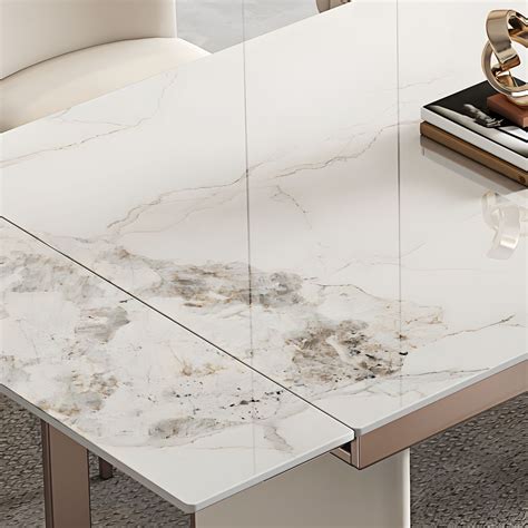 Luxury Sintered Stone Dining Table Extendable Rectangle Table With