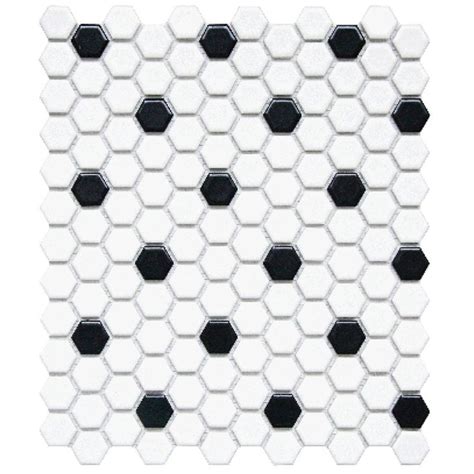 Cc Mosaics Matte Hexagon White And Black 1 Mosaic On 12x12 Sheet Hexagonal Mosaic Black And