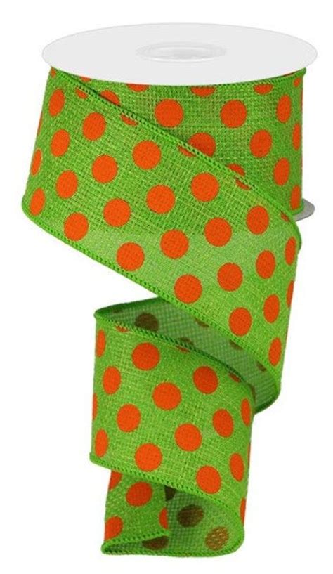 Polka Dot Wired Ribbon By The Roll 2 5 X 10 Yards Etsy Wired Ribbon