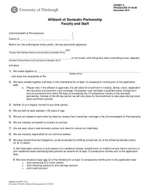 Fillable Online Affidavit Of Domestic Partnership Faculty And Staff