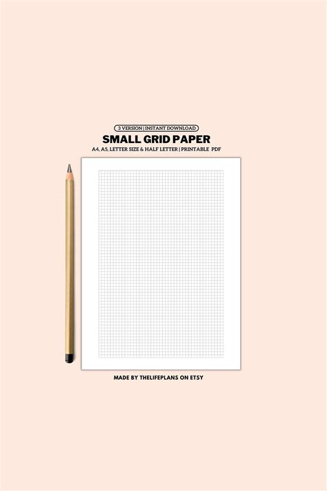 Small Grid Paper Printable, Squared Paper, Planner Inserts, A4/a5 ...