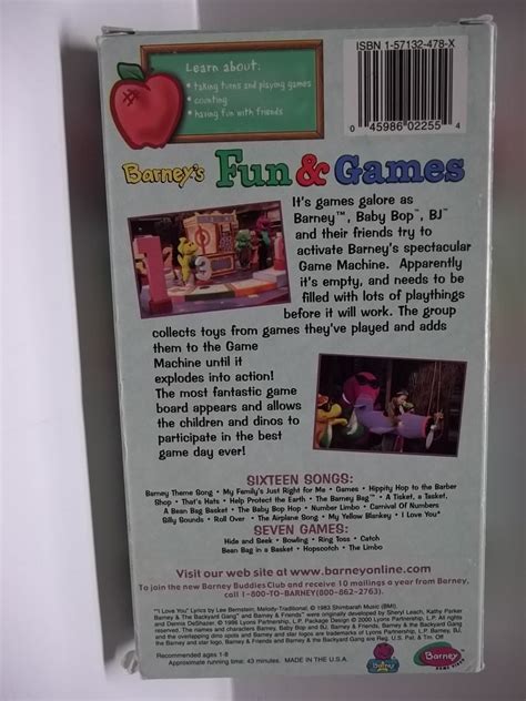 Barney Fun & Games (Used VHS-2255) VG - Preston's Used Items