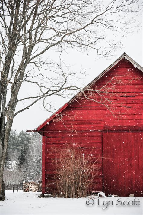 The Snowy Red Barn Christmas,red Barn, Winter, Snow, Home Decor ...