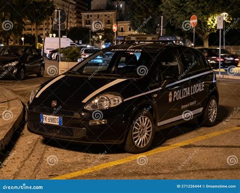 Fiat Grande Punto Of Polizia Locale Police In Taranto At Night