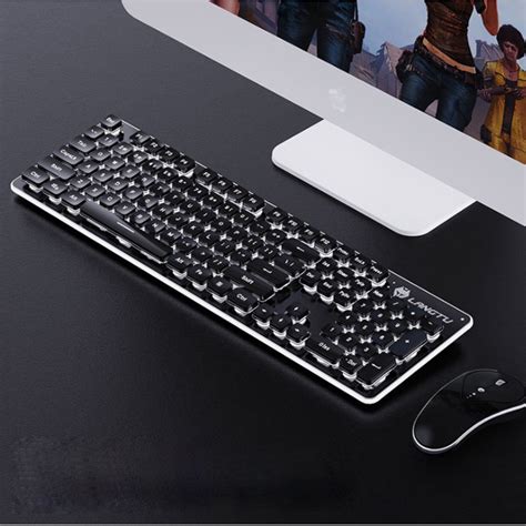 Mute 24ghz Wireless Backlit Keyboard Mouse Combo Set Rechargeable