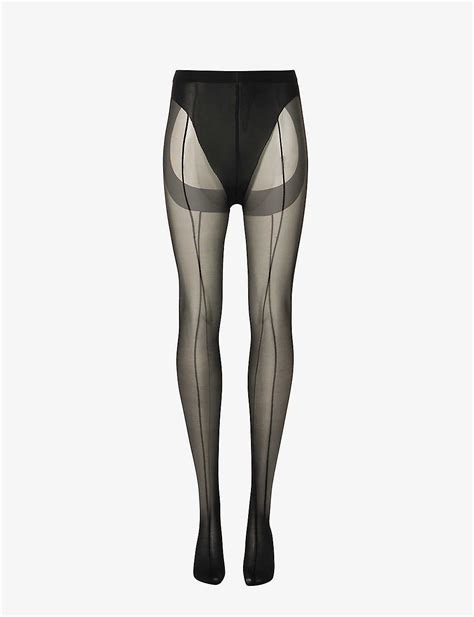 Wolford X Mugler Wolford X Mugler Exposed Seam Stretch Woven Tights