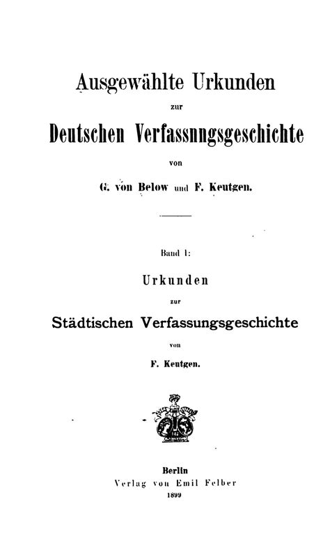 Urkunden zur städtischen Verfassungsgeschichte