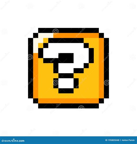 Pixel Art 8 Bit Question Mark Gold Box Isolated Vector Illustration