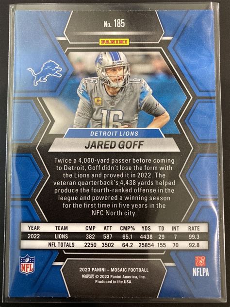 Panini Mosaic Jared Goff Detroit Lions Base Chrome Mint