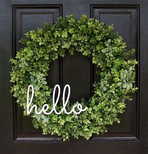 Boxwood Wreath Greenery Wreath Hello Wreath Everyday Door Wreaths Diy